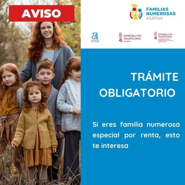 Trámite obligatorio para las familias numerosas de categoria especial ...